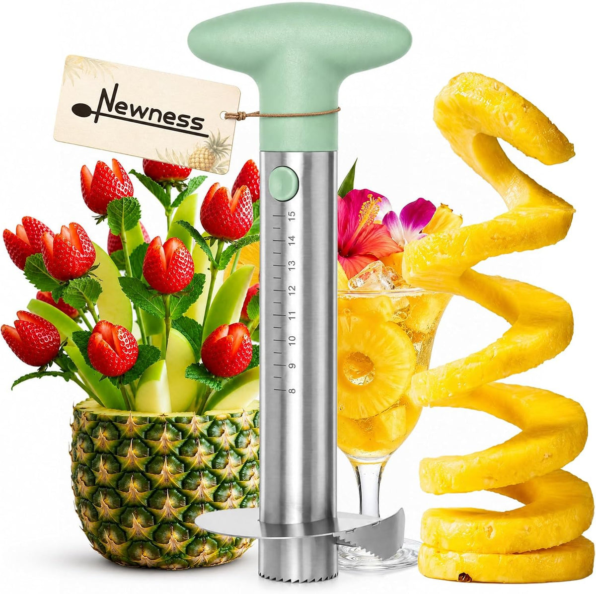 Newness Upgraded Pineapple Corer & Slicer, Reinforced Thick Blade