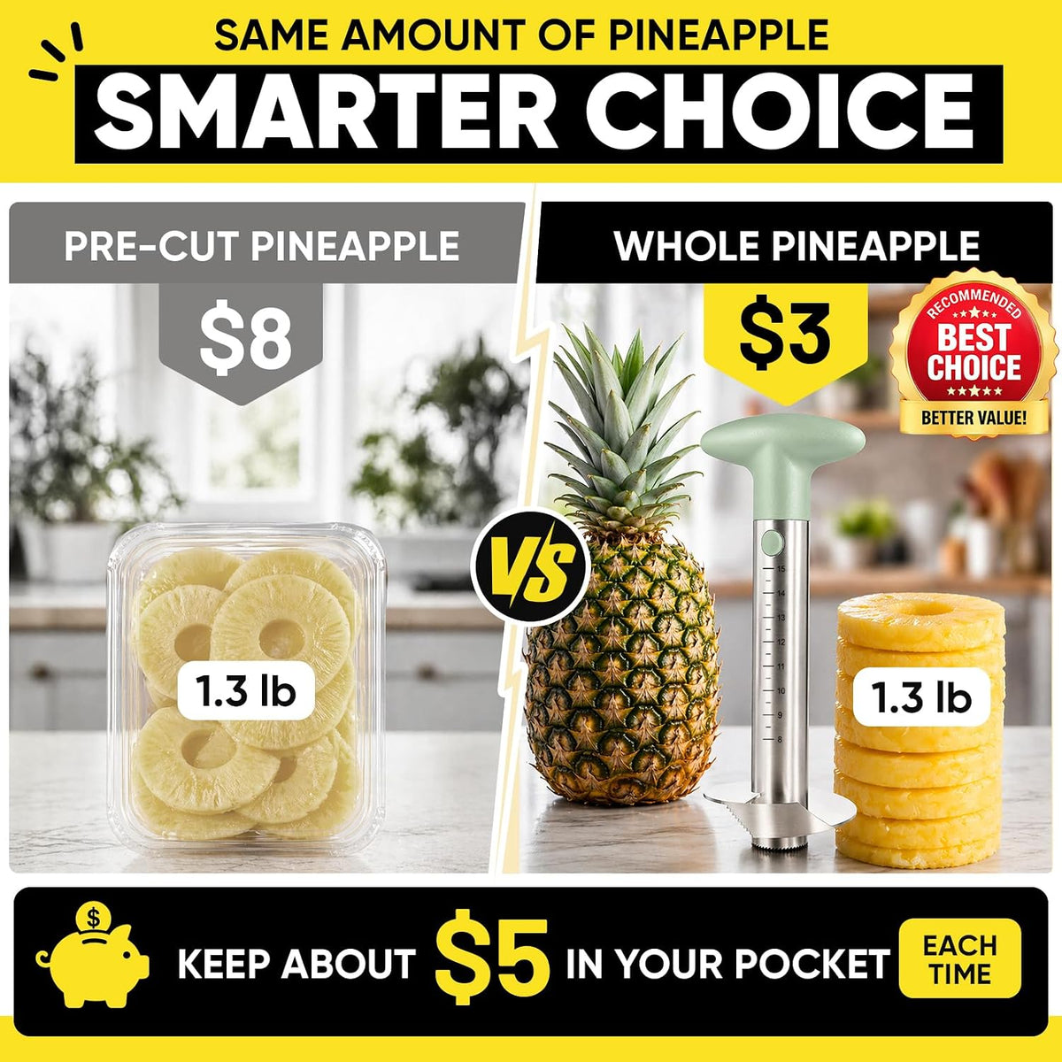 Newness Upgraded Pineapple Corer & Slicer, Reinforced Thick Blade