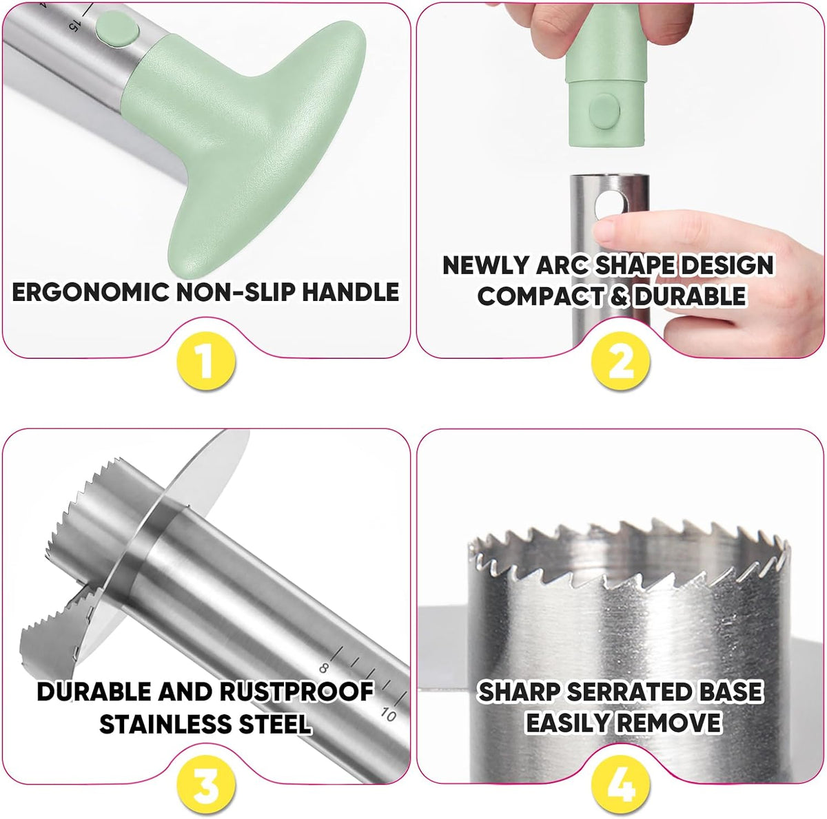 Newness Upgraded Pineapple Corer & Slicer, Reinforced Thick Blade