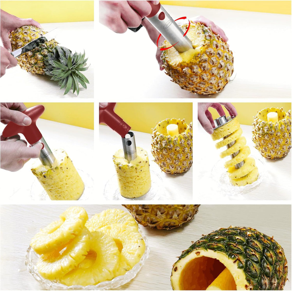 Newness Upgraded Pineapple Corer & Slicer, Reinforced Thick Blade