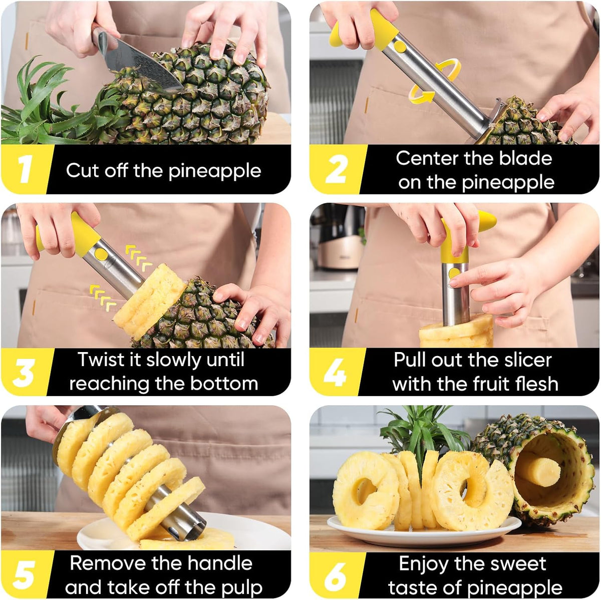 Newness Upgraded Pineapple Corer & Slicer, Reinforced Thick Blade