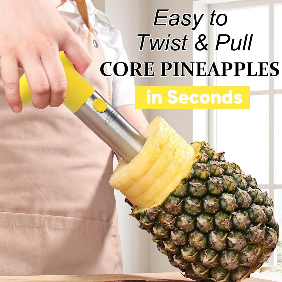 Newness Upgraded Pineapple Corer & Slicer, Reinforced Thick Blade