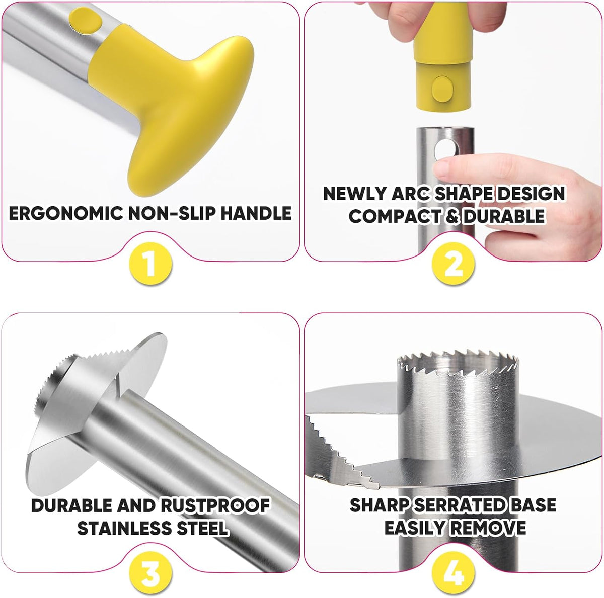 Newness Upgraded Pineapple Corer & Slicer, Reinforced Thick Blade