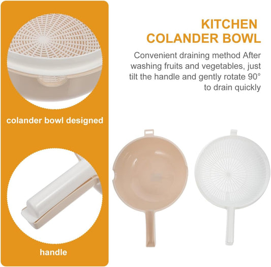 Double Layer Vegetable Washing Basket with Drain Strainer Bowl for Fruits Pasta Salad 13.38X9.05X4.33 Inch Kitchen Colander with Handle
