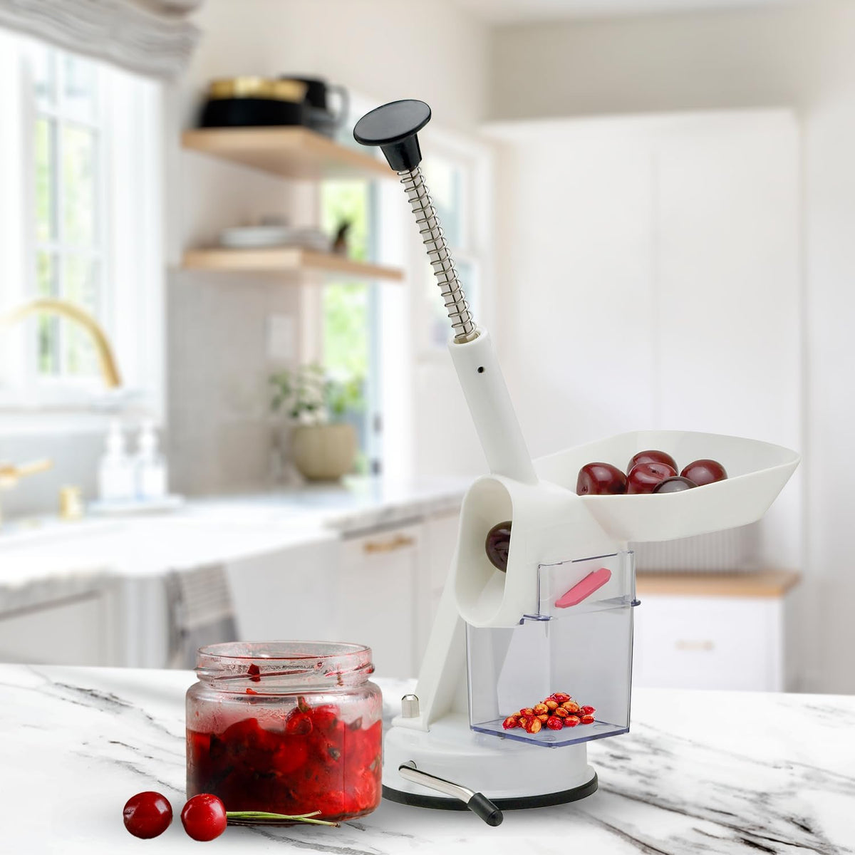 Deluxe Cherry Pitter with Suction Base, BPA Free, 11-Inches x 7.5-Inches x 4.5-Inches