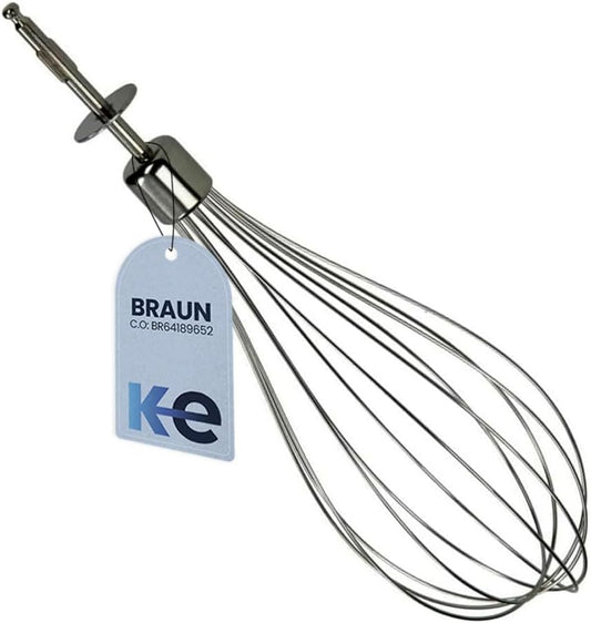 Replacement Whisk Attachment, Compatible with Braun Hand Blender & Immersion Blender Parts, Stainless Steel, Compatible with Multiquick & Minipimer, BR64189652