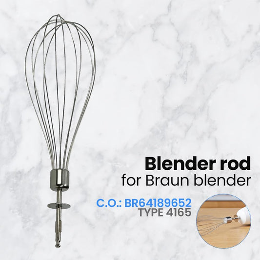Replacement Whisk Attachment, Compatible with Braun Hand Blender & Immersion Blender Parts, Stainless Steel, Compatible with Multiquick & Minipimer, BR64189652