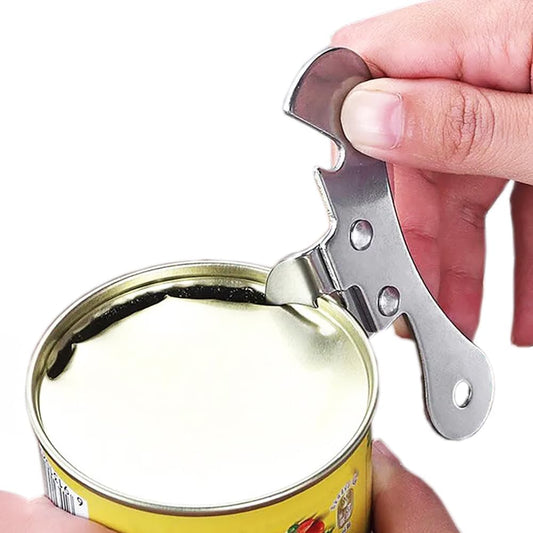 Can Opener Manual Stainless Steel Camping Can Opener, Portable Bottle Opener (2 Pieces) | stainless steel,3.8"extended grip,larger than P-38,sharp piercing blade,bottle opener,keyring hole,camping RV ready,portable