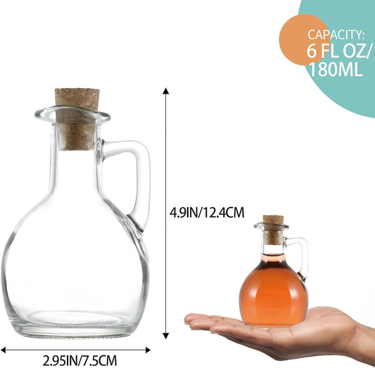 Oil and Vinegar Cruet Set of 2, Glass Dispenser with Airtight Stopper, Condiment Bottles for Salad Dressing