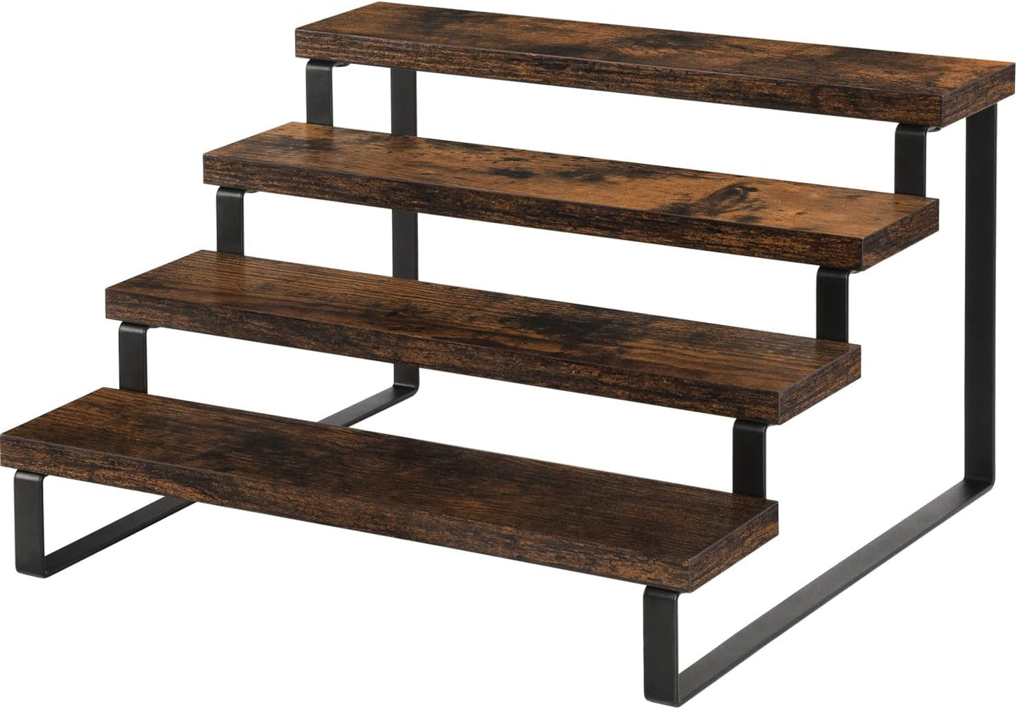 Wooden Display Riser Stand, Tiered Perfume and Cologne Organizer Stand, 4 Tier Spice Rack Organizer, Rustic Display Shelf for Candles (4 Tier)