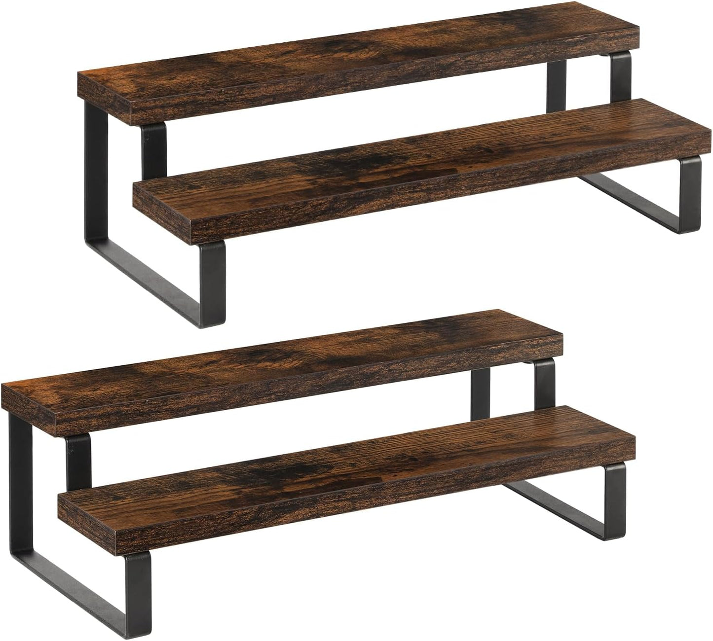 Wooden Display Riser Stand, Tiered Perfume and Cologne Organizer Stand, 4 Tier Spice Rack Organizer, Rustic Display Shelf for Candles (4 Tier)