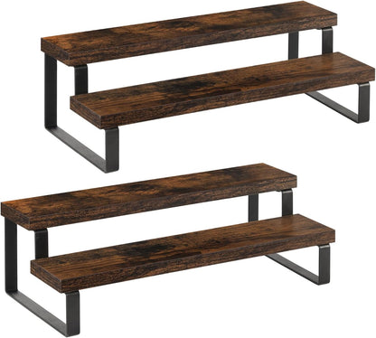 Wooden Display Riser Stand, Tiered Perfume and Cologne Organizer Stand, 4 Tier Spice Rack Organizer, Rustic Display Shelf for Candles (4 Tier)