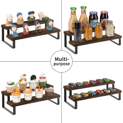 Wooden Display Riser Stand, Tiered Perfume and Cologne Organizer Stand, 4 Tier Spice Rack Organizer, Rustic Display Shelf for Candles (4 Tier)