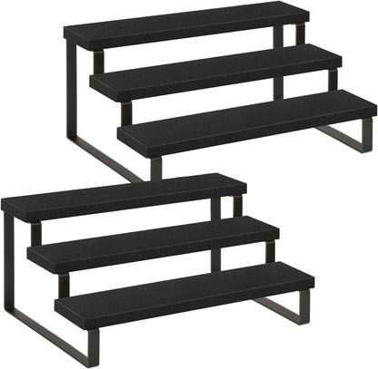 Wooden Display Riser Stand, Tiered Perfume and Cologne Organizer Stand, 4 Tier Spice Rack Organizer, Rustic Display Shelf for Candles (4 Tier)