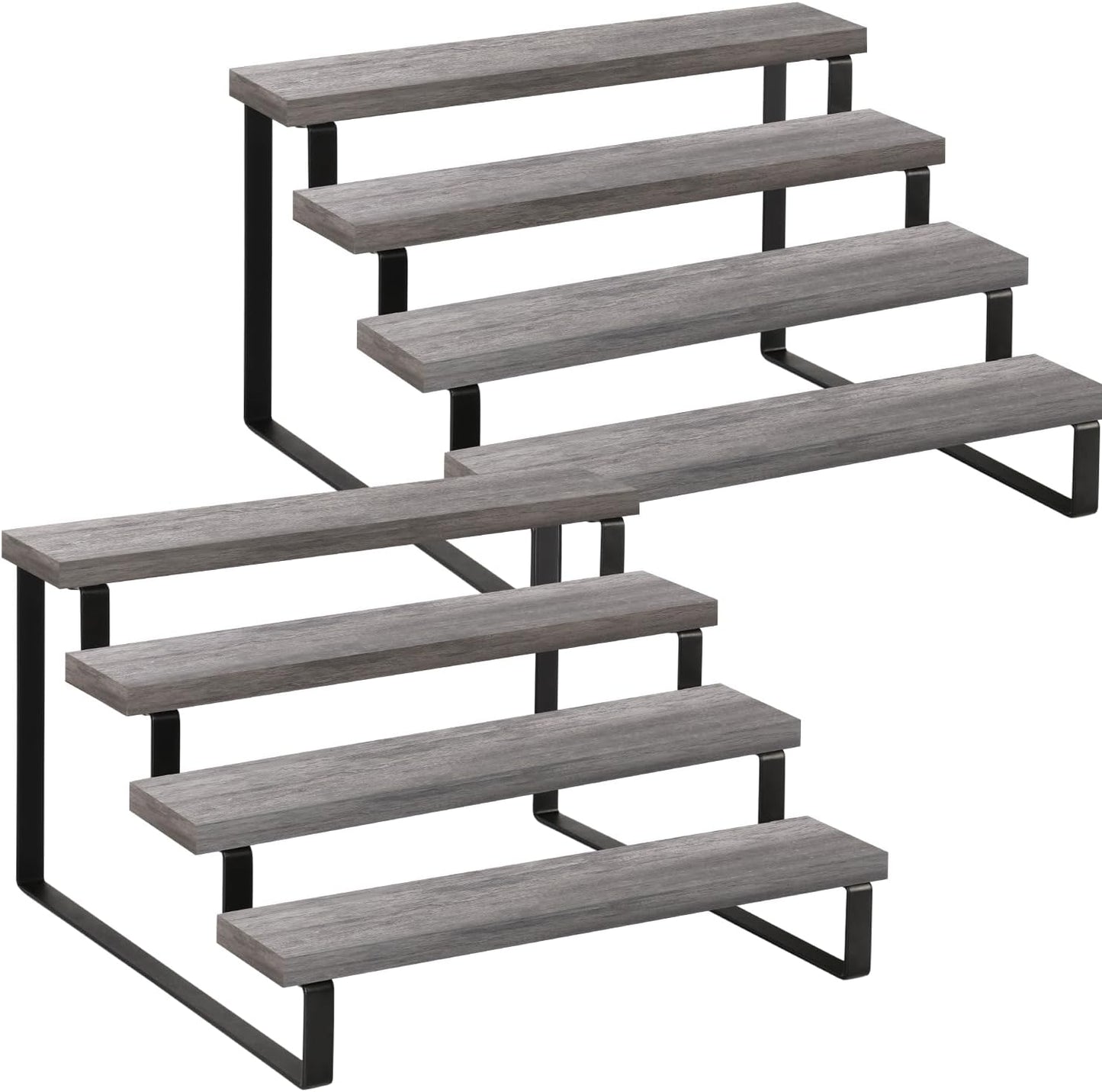 Wooden Display Riser Stand, Tiered Perfume and Cologne Organizer Stand, 4 Tier Spice Rack Organizer, Rustic Display Shelf for Candles (4 Tier)