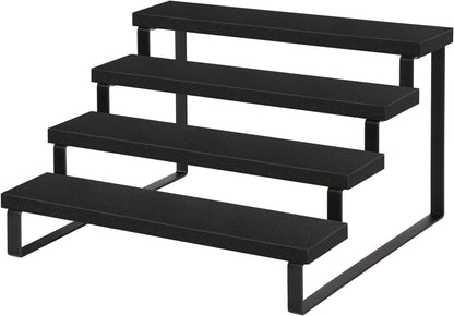 Wooden Display Riser Stand, Tiered Perfume and Cologne Organizer Stand, 4 Tier Spice Rack Organizer, Rustic Display Shelf for Candles (4 Tier)