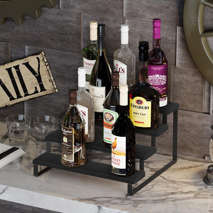 Wooden Display Riser Stand, Tiered Perfume and Cologne Organizer Stand, 4 Tier Spice Rack Organizer, Rustic Display Shelf for Candles (4 Tier)
