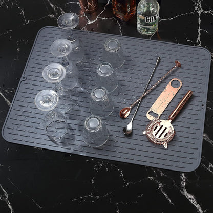 Silicone Dish Drying Mat - Extral Large 24" x 18" - Set of 2 Flexible Rubber Drying Mat, Heat Resistant Silicone Trivet, Countertop Mat, Dish Draining Mat, Sink Mat
