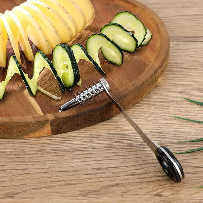 Spiral Cutter Slicer, Manual Stainless Steel Spiralizer Portable Spiral Knife Peeler Tool for Vegetable Potato Cucumber Carrot Fruit Kitchen Gadgets