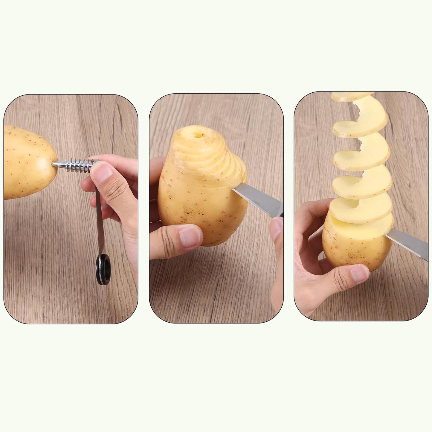Spiral Cutter Slicer, Manual Stainless Steel Spiralizer Portable Spiral Knife Peeler Tool for Vegetable Potato Cucumber Carrot Fruit Kitchen Gadgets