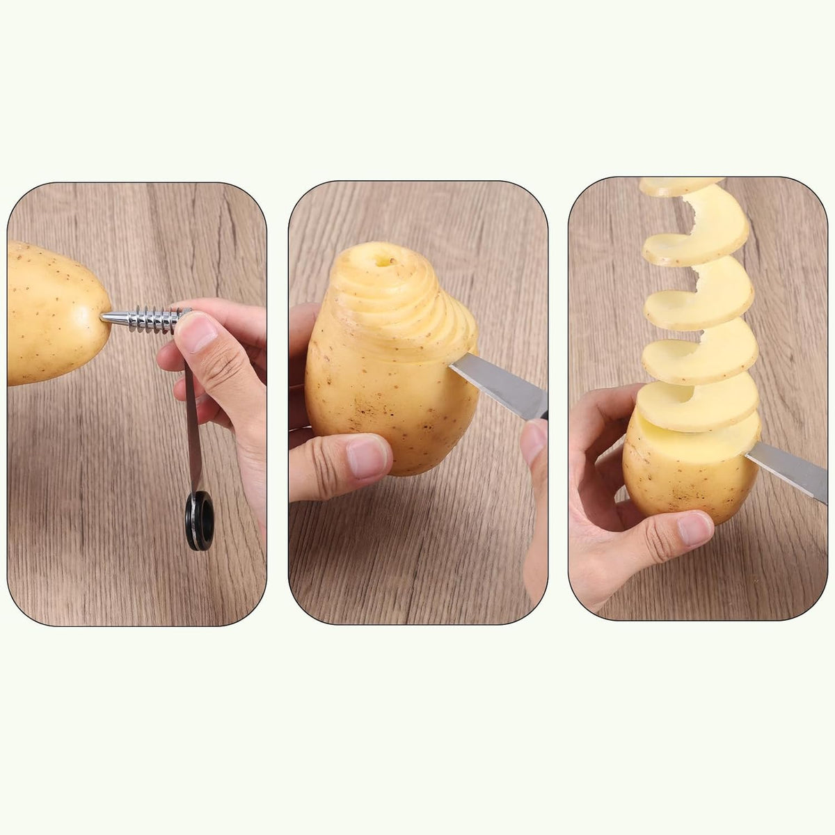 Spiral Cutter Slicer, Manual Stainless Steel Spiralizer Portable Spiral Knife Peeler Tool for Vegetable Potato Cucumber Carrot Fruit Kitchen Gadgets