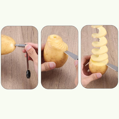 Spiral Cutter Slicer, Manual Stainless Steel Spiralizer Portable Spiral Knife Peeler Tool for Vegetable Potato Cucumber Carrot Fruit Kitchen Gadgets
