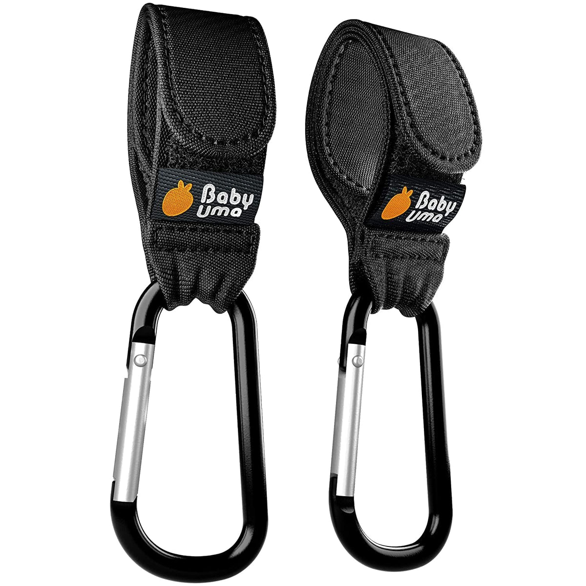 Stroller Hooks for Bags (2 Pack) - Non-Slip, One-Hand Use, 11 lb | These universal stroller clips open one-handed, resist slipping, and each carabiner hook holds 11 lbs—a travel essential.