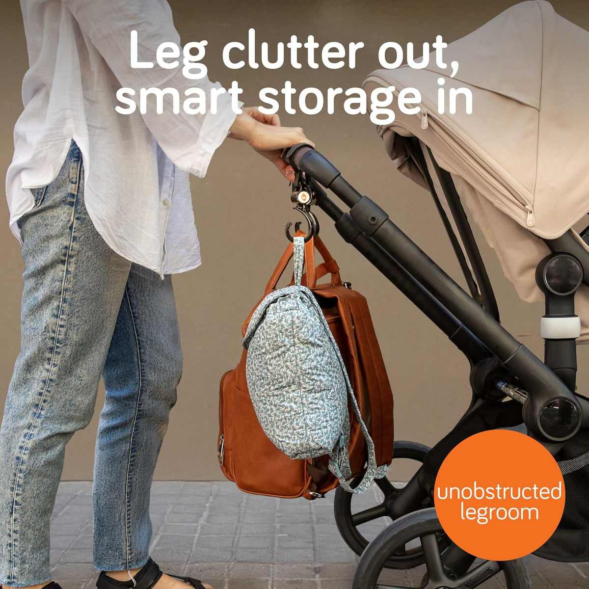 Stroller Hooks for Bags (2 Pack) - Non-Slip, One-Hand Use, 11 lb | These universal stroller clips open one-handed, resist slipping, and each carabiner hook holds 11 lbs—a travel essential.
