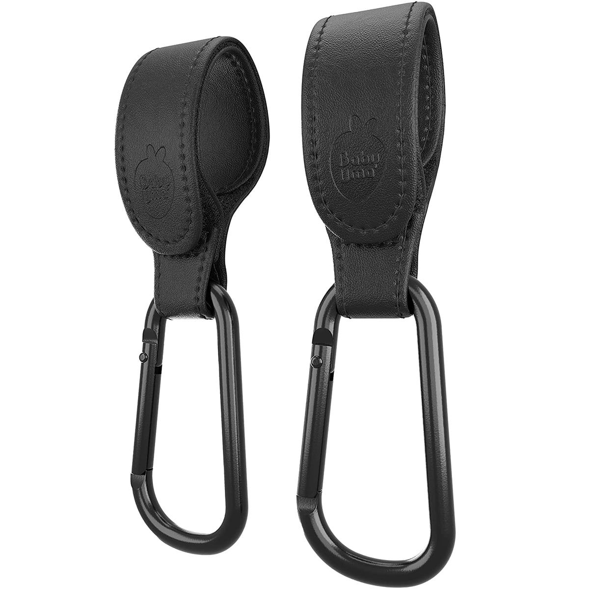 Stroller Hooks for Bags (2 Pack) - Non-Slip, One-Hand Use, 11 lb | These universal stroller clips open one-handed, resist slipping, and each carabiner hook holds 11 lbs—a travel essential.