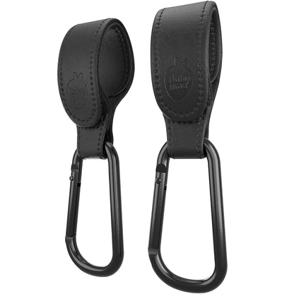 Stroller Hooks for Bags (2 Pack) - Non-Slip, One-Hand Use, 11 lb | These universal stroller clips open one-handed, resist slipping, and each carabiner hook holds 11 lbs—a travel essential.