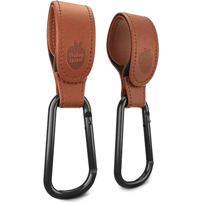 Stroller Hooks for Bags (2 Pack) - Non-Slip, One-Hand Use, 11 lb | These universal stroller clips open one-handed, resist slipping, and each carabiner hook holds 11 lbs—a travel essential.