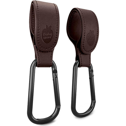 Stroller Hooks for Bags (2 Pack) - Non-Slip, One-Hand Use, 11 lb | These universal stroller clips open one-handed, resist slipping, and each carabiner hook holds 11 lbs—a travel essential.