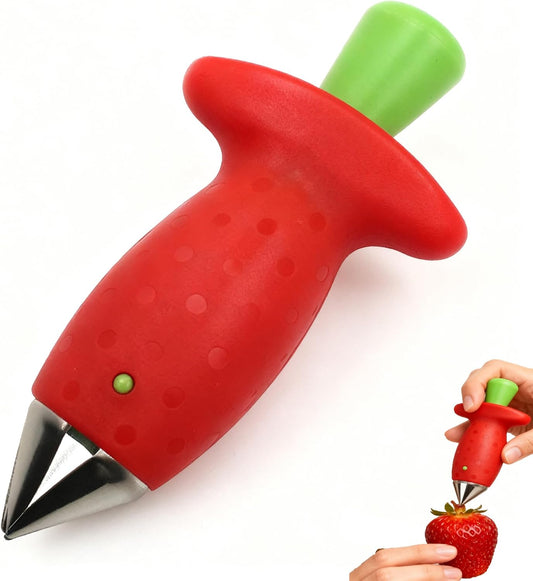 Strawberry Huller Fruit Slicer Set quick Remove Strawberry berry Stem Tool, Also Works for Tomato, Pineapple Corer Stems