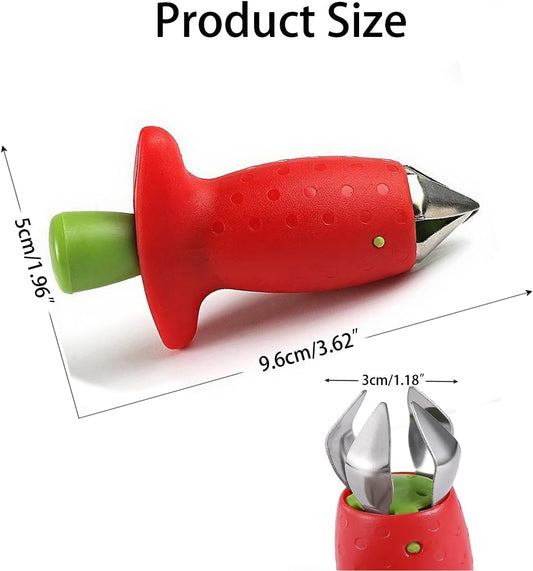 Strawberry Huller Fruit Slicer Set quick Remove Strawberry berry Stem Tool, Also Works for Tomato, Pineapple Corer Stems