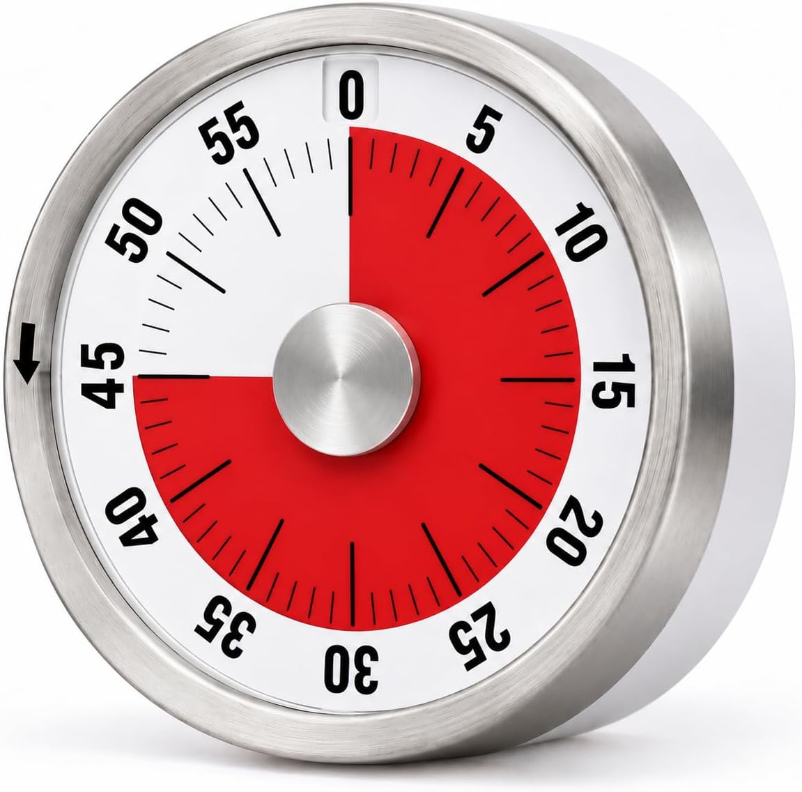 Visual Kitchen Timer for Cooking and Kids with Loud Alarm, No Batteries Required, Classroom Timers for Desk, Mechanical Desk Timer, Magnetic Egg Timer for Study, Chef Clock, Stainless Steel, Countdown