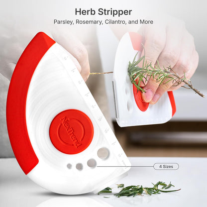red 5-in-1 flexible dough and bowl scraper with stainless-steel edge and integrated ruler