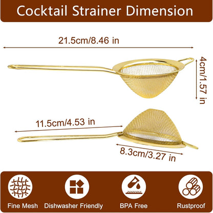 Small Fine Mesh Strainer, Stainless Steel, Gold