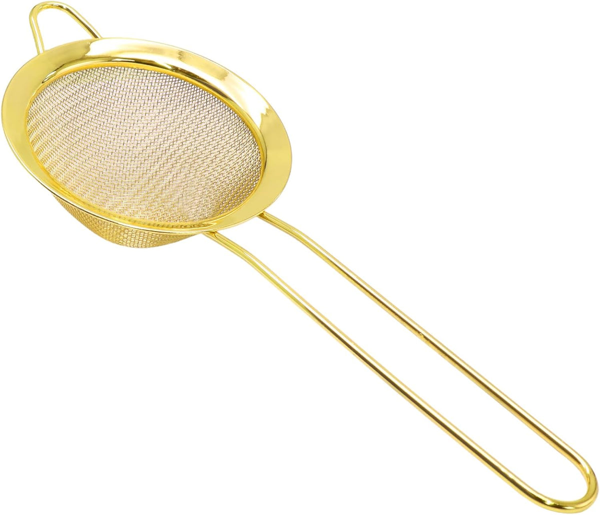 Small Fine Mesh Strainer, Stainless Steel, Gold