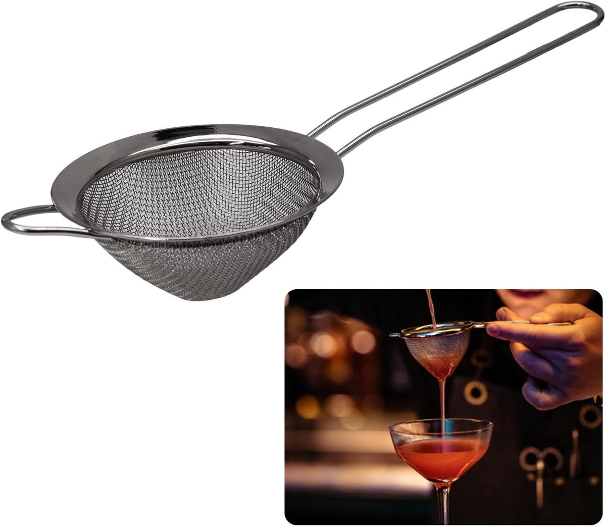Small Fine Mesh Strainer, Stainless Steel, Gold