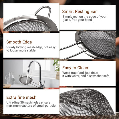 Small Fine Mesh Strainer, Stainless Steel, Gold