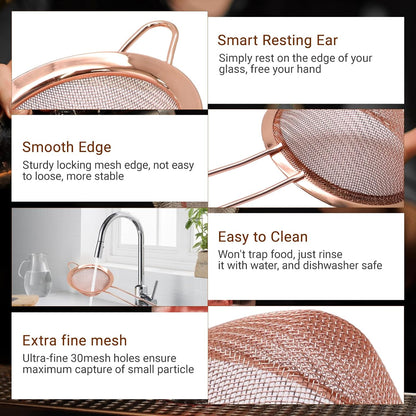 Small Fine Mesh Strainer, Stainless Steel, Gold