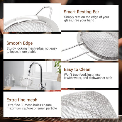 Small Fine Mesh Strainer, Stainless Steel, Gold