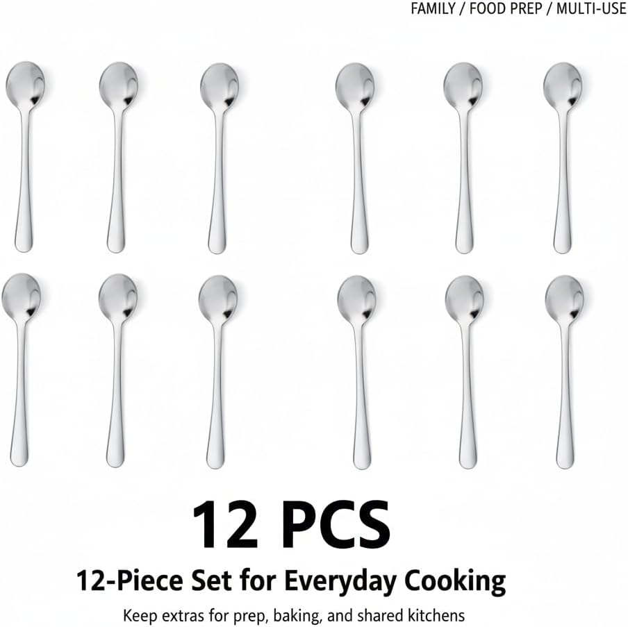 12 Pcs Mini Stainless Steel Spice Spoons, 3.5 Inch, Silver