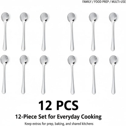 12 Pcs Mini Stainless Steel Spice Spoons, 3.5 Inch, Silver
