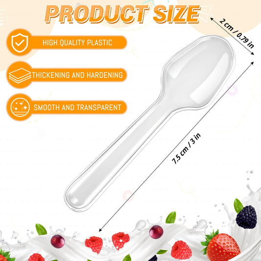 550 Pcs Disposable Mini Tasting Spoons | Small Sample Spoon, for Cake, Yogurt, Jello, Jam and Pudding, Clear