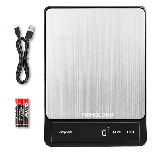 Food Scale - Rechargeable Digital Kitchen Scale 33lb, 1g/0.05oz Precision, Type-C, Stainless Steel, Grams/Ounces, LCD Display, for Cooking/Baking/Meal Prep (Ash Silver)