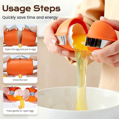 2026 New Egg Shell Opener, 2Pcs Stainless Steel Egg Cracker Tool, Multifunctional Egg Shell Opener for Raw & Hard-Boiled Eggs, Handheld Kitchen Gadget for Easy Peeling & Separating