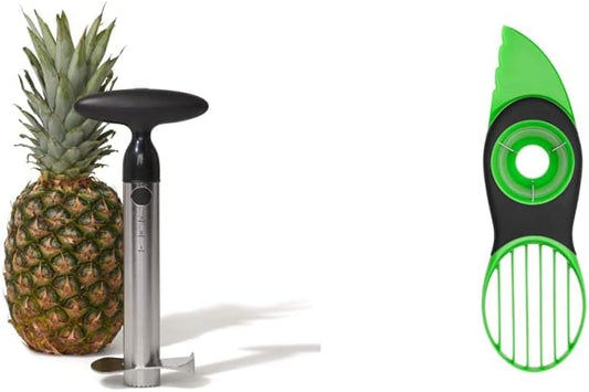Good Grips Stainless Steel Pineapple Corer & Slicer + Good Grips 3-in-1 Avocado Slicer - Green