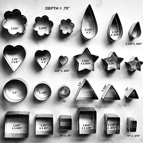 24pcs Mini Cookie Cutter Shapes Set - 8 Shapes, 3 sizes | 100% Stainless Steel, Dishwasher Safe, Rust Resistant, Crisp Cutting Edge , Fruits, Bento Lunch, Sandwich, Fondant, Cheese