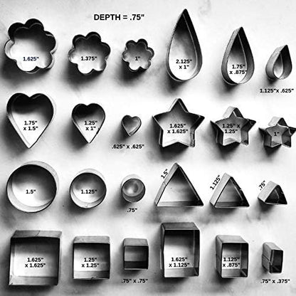 24pcs Mini Cookie Cutter Shapes Set - 8 Shapes, 3 sizes | 100% Stainless Steel, Dishwasher Safe, Rust Resistant, Crisp Cutting Edge , Fruits, Bento Lunch, Sandwich, Fondant, Cheese